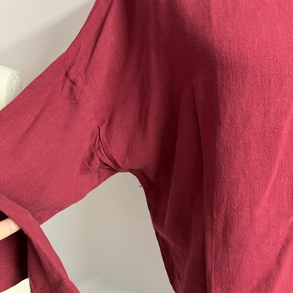 Pretty Garden Women’s Crop Top, Linen Blend, Maroon, XL, Long Sleeves, NWT - Picture 7 of 7